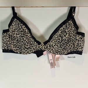 Demi Micro mesh leopard bra &  velvet straps